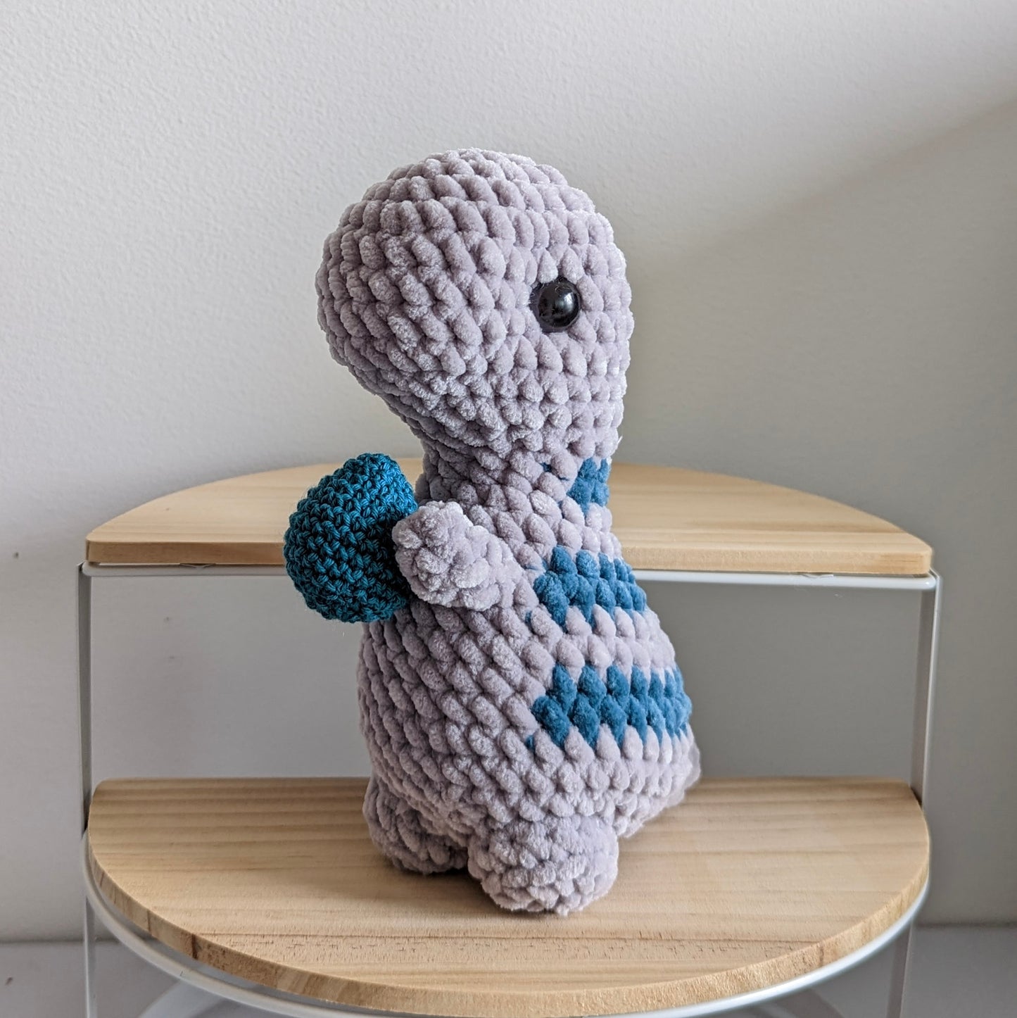 Dino - Grey and Teal holding a dino egg