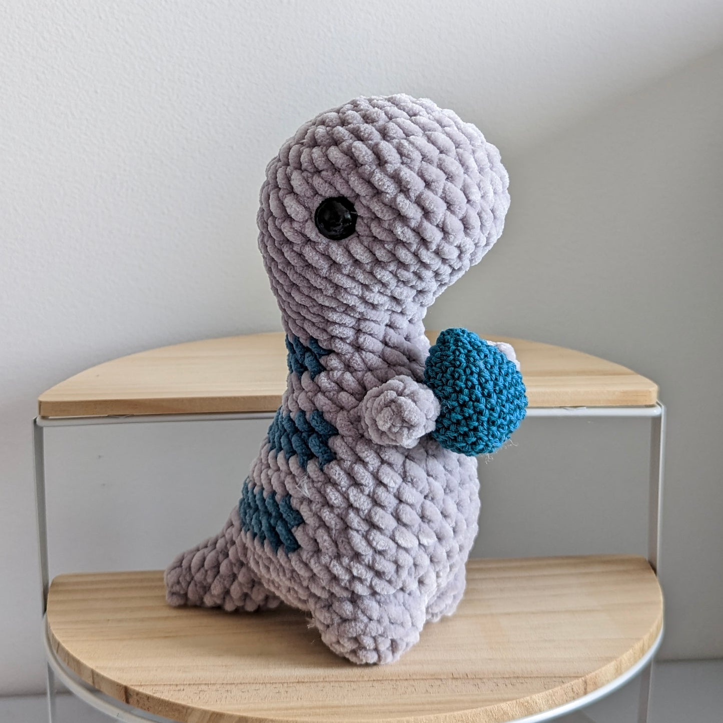 Dino - Grey and Teal holding a dino egg